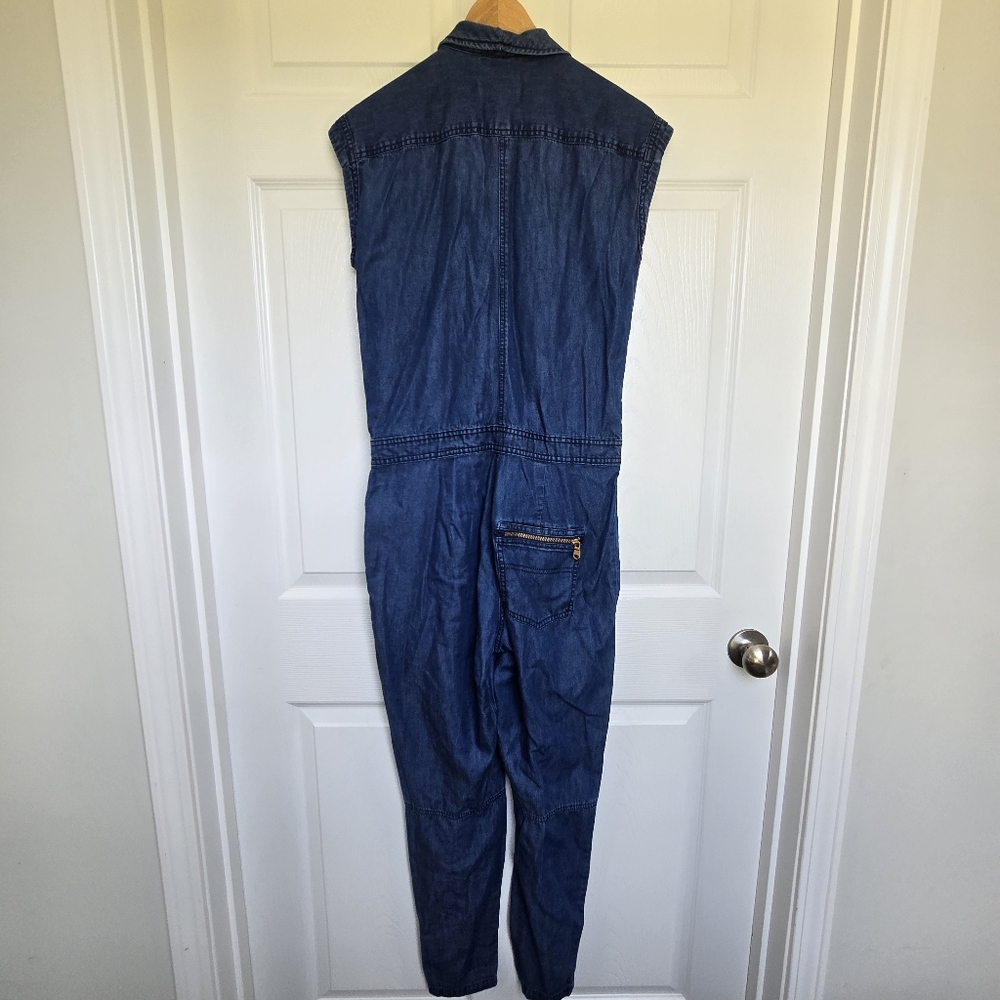 L.O.G.G Jumpsuit Women's 6 Chambray Denim Y2k Blue 1 Piece Overalls Romper - Picture 6 of 12